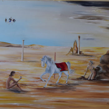 Painting titled "Desert.jpg" by Michele Sevilla, Original Artwork, Oil Mounted on Wood Stretcher frame