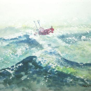 Malerei mit dem Titel "404 Tempête" von Michel Estival, Original-Kunstwerk, Aquarell