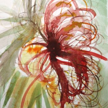 Painting titled "'Fleurs'" by Michel Estival, Original Artwork, Watercolor