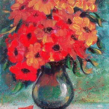Painting titled "'Bouquet de fleurs…" by Michel Estival, Original Artwork, Acrylic