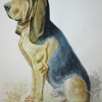 Painting titled "'Bruno St Hubert as…" by Michel Estival, Original Artwork, Watercolor