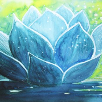 Painting titled "Fleur de lotus" by Michel Estival, Original Artwork, Acrylic