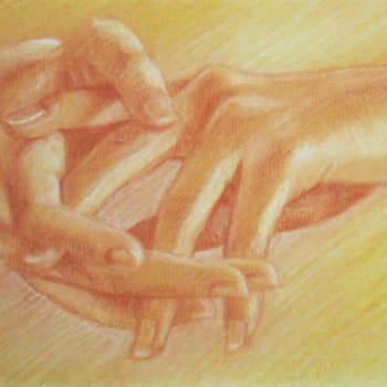 Drawing titled "Mains" by Michel Estival, Original Artwork, Chalk