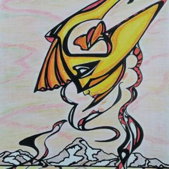 Картина под названием "AQUILONE" - Michele Tortorelli, Подлинное произведение искусства, Цветные карандаши