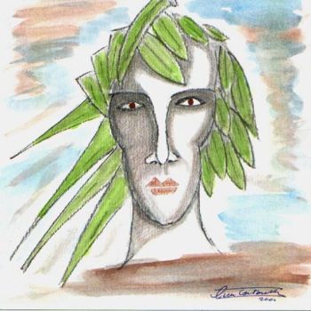 Painting titled "LUI" by Michele Tortorelli, Original Artwork, Watercolor