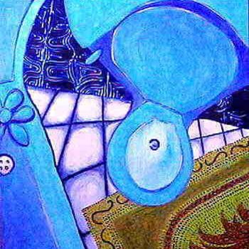 Painting titled "Blue Toilet" by Michele Vavonese, Original Artwork