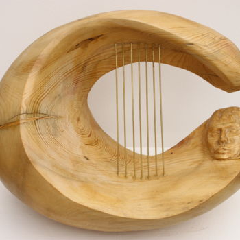 Sculpture titled "Harpe-Vague" by Michel Ferre, Original Artwork, Wood