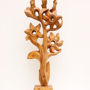 Sculpture titled "L'arbre aux nymphes" by Michel Ferre, Original Artwork, Wood