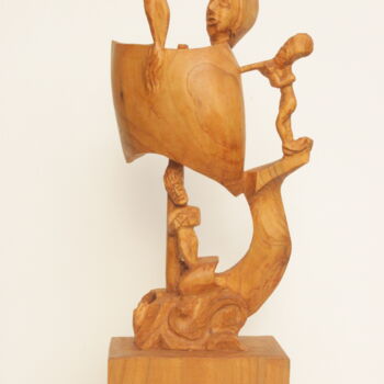 Sculpture titled "viens Ulysse fameux…" by Michel Ferre, Original Artwork, Wood