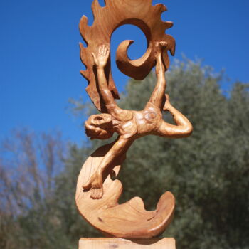 Скульптура под названием "Icare" - Michel Ferre, Подлинное произведение искусства, Дерево