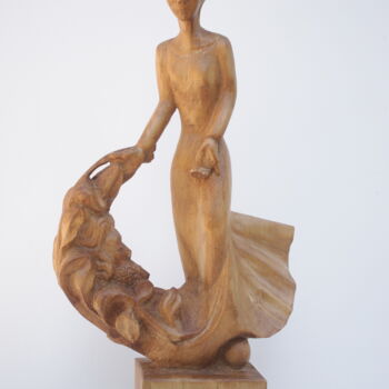 Sculpture titled "Nausicaa" by Michel Ferre, Original Artwork, Wood