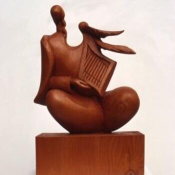 Sculpture titled "Ange à la Harpe" by Michel Ferre, Original Artwork