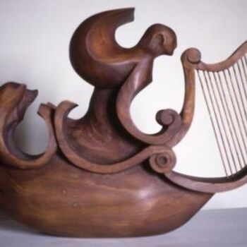 Sculpture titled "Bateau Harpe" by Michel Ferre, Original Artwork