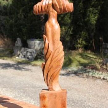 Sculpture titled "Divinité" by Michel Ferre, Original Artwork, Wood
