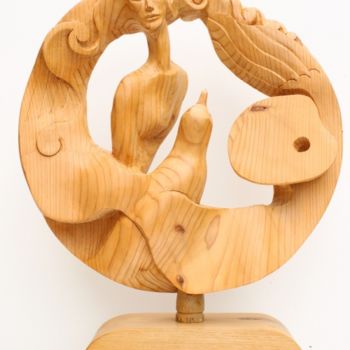 Sculpture titled "Le Peintre et sa pa…" by Michel Ferre, Original Artwork, Wood