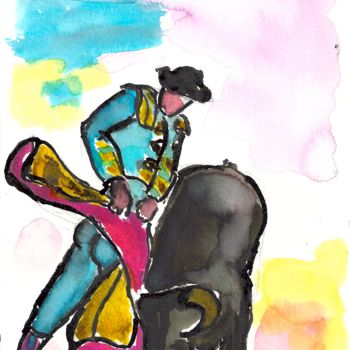 Картина под названием "corrida-a5.jpg" - Michel Gay, Подлинное произведение искусства