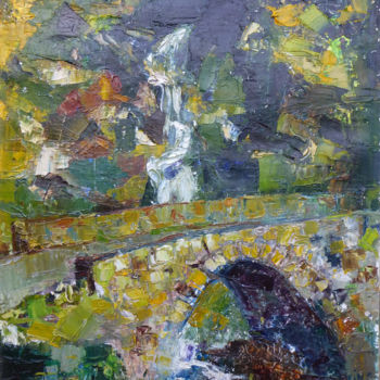 Pittura intitolato "Une cascade près de…" da Michel Hamelin, Opera d'arte originale, Olio