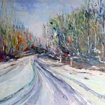 Картина под названием "route de Dordogne" - Michel Hamelin, Подлинное произведение искусства, Масло