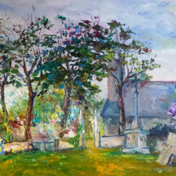 Painting titled "La chapelle de Coad…" by Michel Hamelin, Original Artwork, Oil