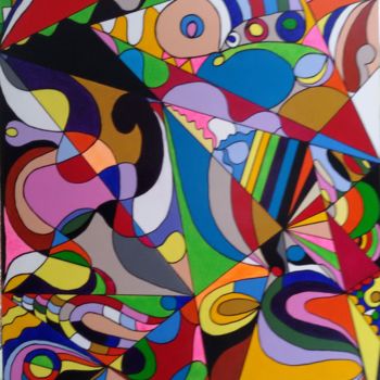 Картина под названием "abstrait n°1 / huil…" - Micheline Hanrard Ladoul Mhl., Подлинное произведение искусства