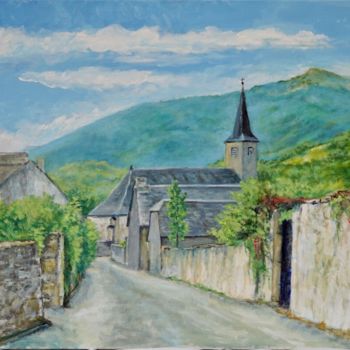 Painting titled "Village pyrénéen." by Michel Kulisa, Original Artwork, Acrylic