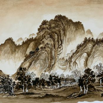 Drawing titled "Montagne et vallée." by Michel Kulisa, Original Artwork, Ink
