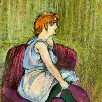 Drawing titled "Sur le divan." by Michel Kulisa, Original Artwork, Pastel