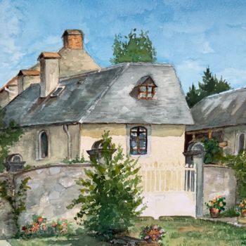 Peinture intitulée "La maison du voisin." par Michel Kulisa, Œuvre d'art originale, Aquarelle