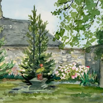 Pintura titulada "AU jardin." por Michel Kulisa, Obra de arte original, Acuarela