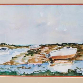 Картина под названием "Bretagne, barque éc…" - Michel Kuperman, Подлинное произведение искусства, Масло