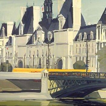 Painting titled "Pont d'Arcole and M…" by Michelle Auboiron, Original Artwork, Oil