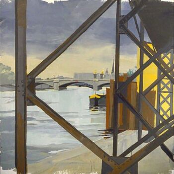 Peinture intitulée "Pont de la Concorde…" par Michelle Auboiron, Œuvre d'art originale, Huile