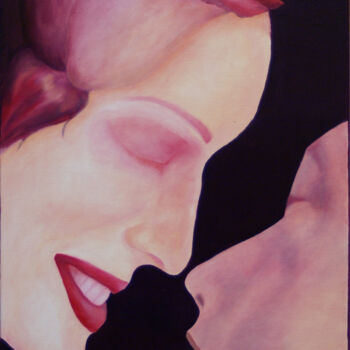 Peinture intitulée "Rose baiser N° 1" par Michelle Dechaud, Œuvre d'art originale, Huile