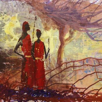 Painting titled "africa-n-1." by Michelle Dechaud, Original Artwork, Acrylic