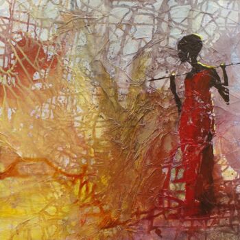 Painting titled "africa-n3" by Michelle Dechaud, Original Artwork, Acrylic