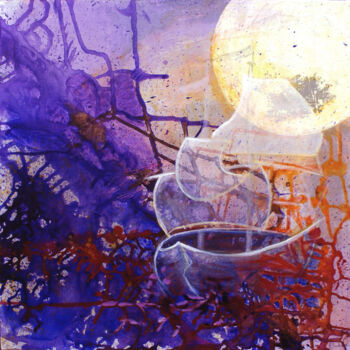 Malerei mit dem Titel "Le bateau fantôme" von Michelle Dechaud, Original-Kunstwerk, Acryl