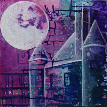 Malerei mit dem Titel "Le château fantôme" von Michelle Dechaud, Original-Kunstwerk, Acryl