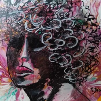 Pintura intitulada "Pensive..." por Michelle Dechaud, Obras de arte originais, Acrílico