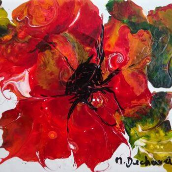 Painting titled "imagine des fleurs…" by Michelle Dechaud, Original Artwork, Acrylic Mounted on Wood Stretcher frame