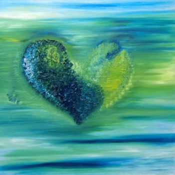 Schilderij getiteld "GreenHeart" door Michelle Soden-Gilkes, Origineel Kunstwerk, Olie