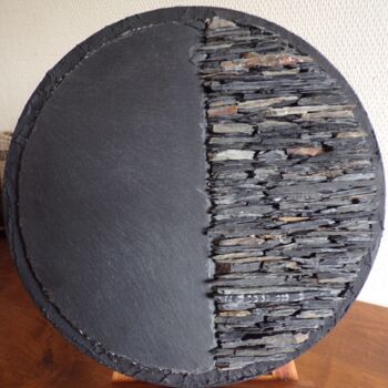 Skulptur mit dem Titel "cercle" von Michelle Vaillant, Original-Kunstwerk, Mosaik Auf Holzplatte montiert