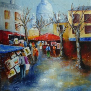 Pintura titulada "les-peintres-place-…" por Michelle Millot, Obra de arte original, Oleo