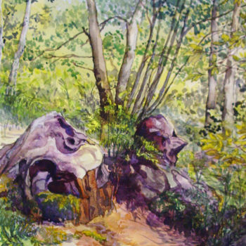 Peinture intitulée "Les gardiens du ver…" par Michel Munier, Œuvre d'art originale, Huile