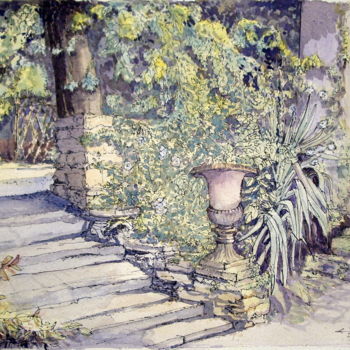 Malarstwo zatytułowany „Le jardin de Jean-J…” autorstwa Michel Munier, Oryginalna praca, Olej