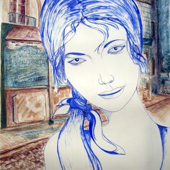 Картина под названием "Vingt heures, rue d…" - Michel Munier, Подлинное произведение искусства, Масло