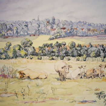 Malerei mit dem Titel "Le vallon de Piscop" von Michel Munier, Original-Kunstwerk, Öl