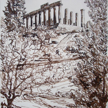 "HÉRA en son temple…" başlıklı Tablo Michel Munier tarafından, Orijinal sanat, Mürekkep