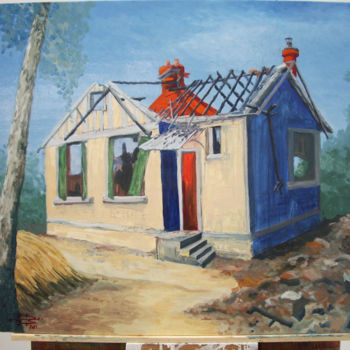 Malerei mit dem Titel "Après le feu" von Michel Munier, Original-Kunstwerk, Öl