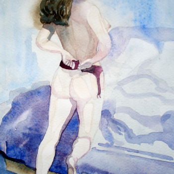 Painting titled "Delphine" by Michel Munier, Original Artwork, Watercolor