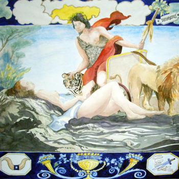 Painting titled "ARIANE & DIONYSOS" by Michel Munier, Original Artwork, Oil